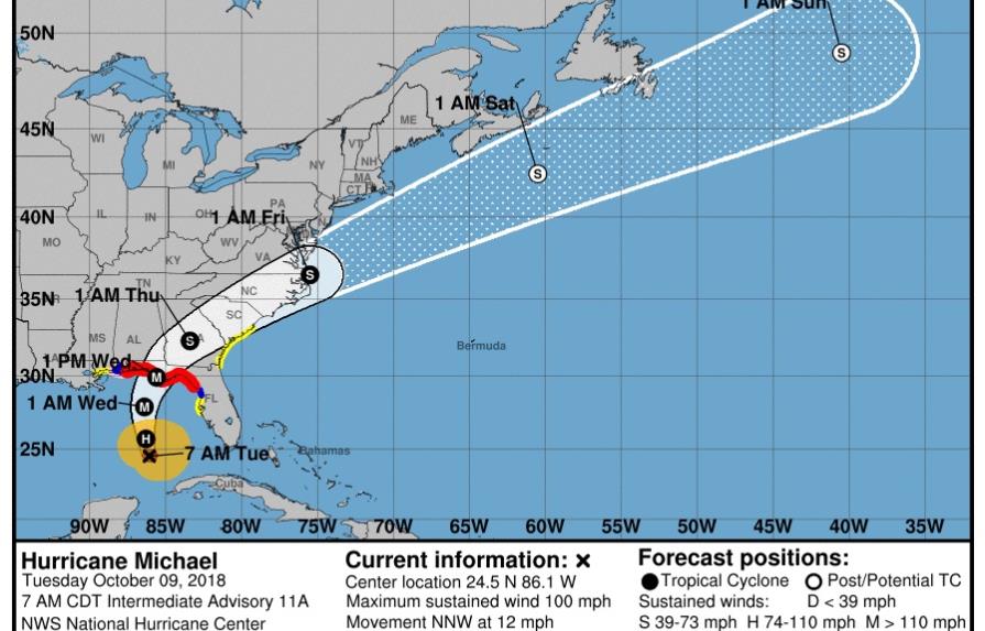 Huracán Michael gana fuerza en avance hacia norte de Florida