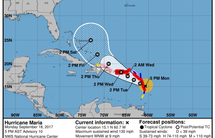 María se fortalece y se eleva a huracán categoría 4 