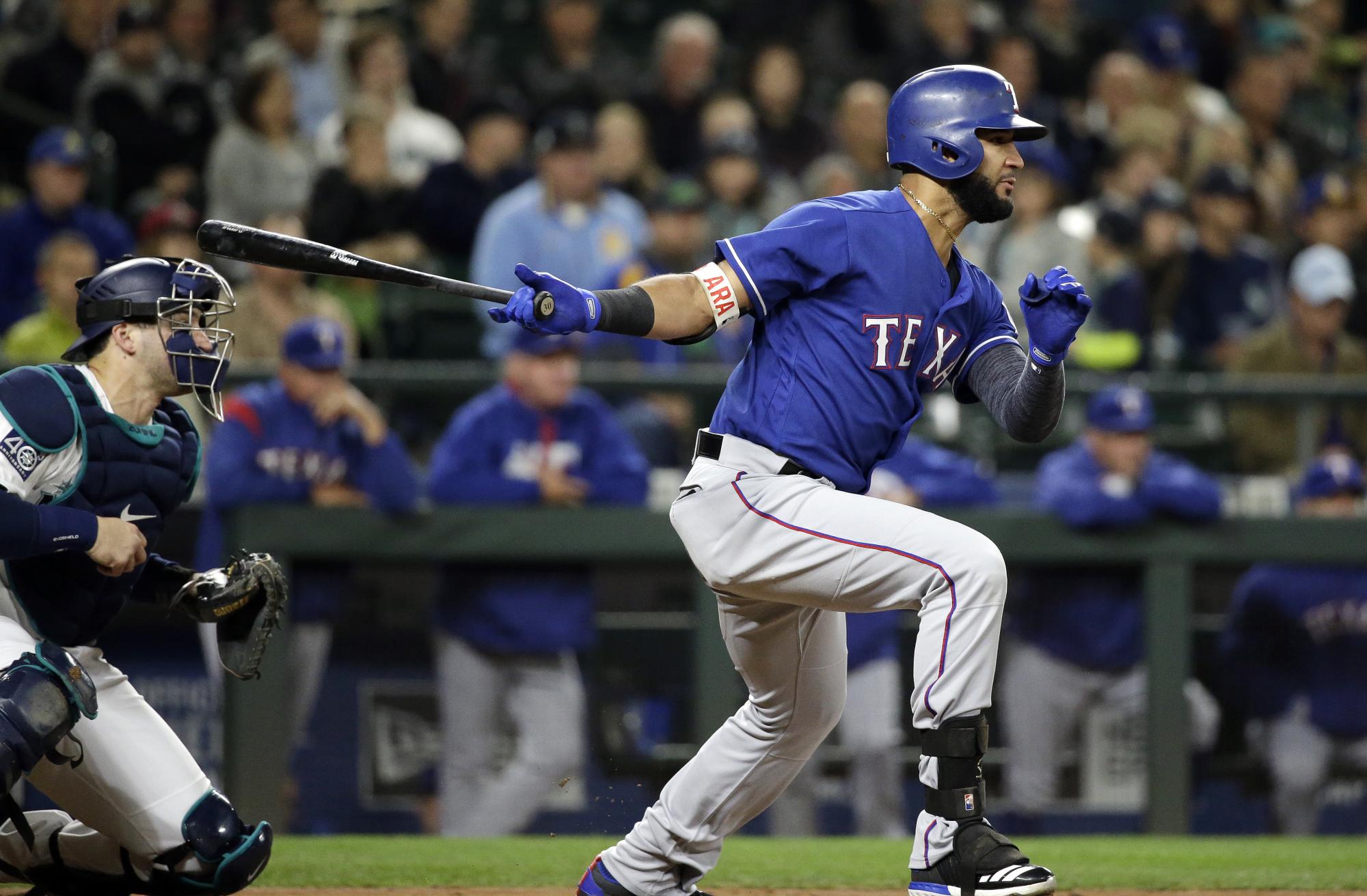Nomar Mazara impulsa dos y llega a 96 en triunfo de Texas sobre Seattle Nomar Mazara impulsa dos y llega a 96 en triunfo de Texas sobre Seattle