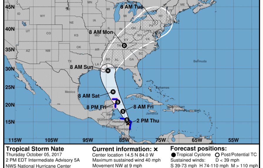 Se forma la tormenta Nate próximo a Centroamérica