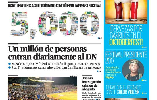 Diario Libre llega a edición 5,000 líder en prensa de República Dominicana