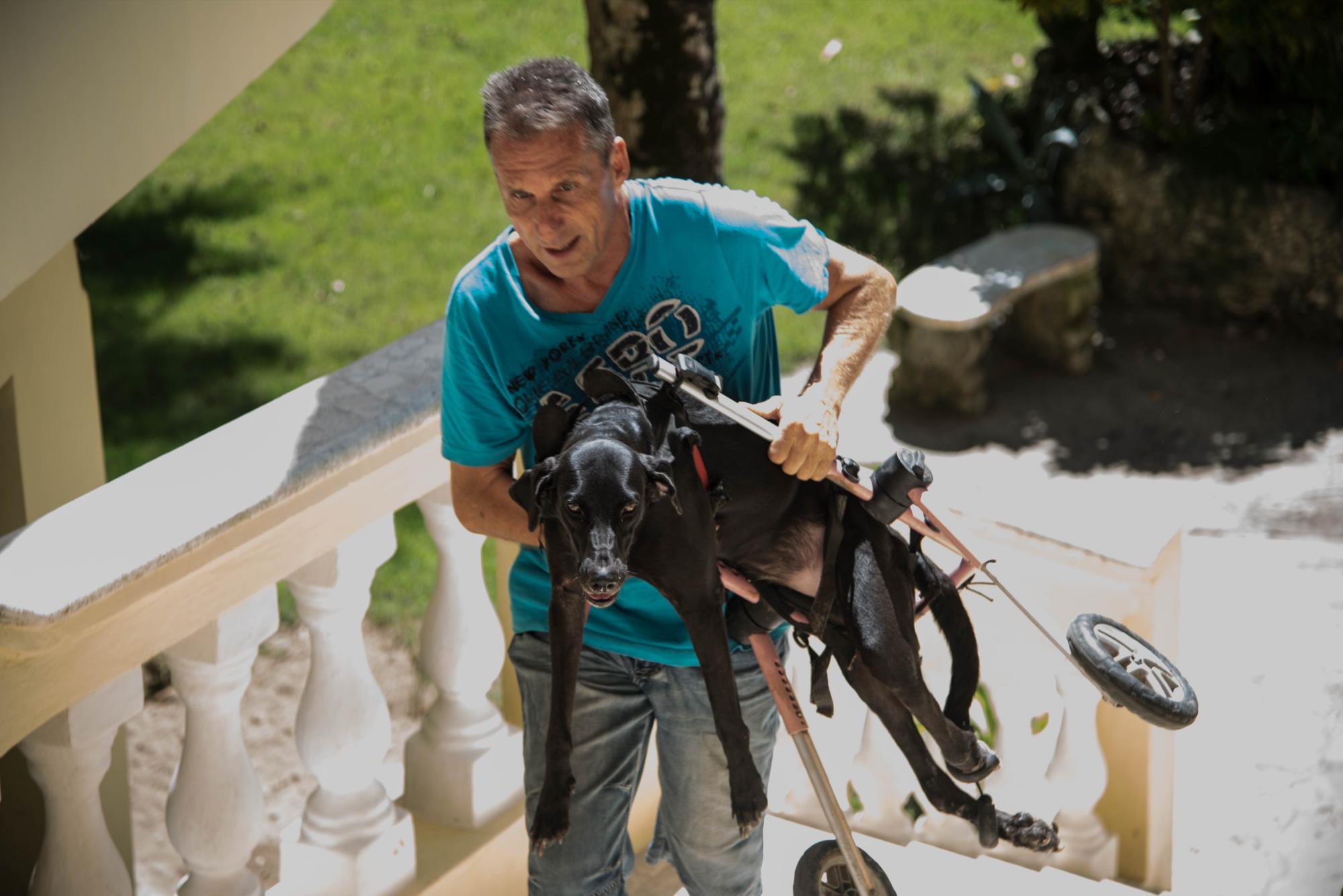 Pepita necesita ayuda para moverse a algunas partes del hotel.