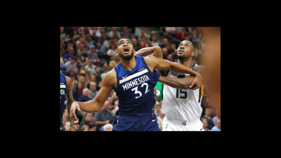 Con ‘doble doble’ de Karl-Anthony Towns, Wolves vencen a Jazz Con ‘doble doble’ de Karl-Anthony Towns, Wolves vencen a Jazz