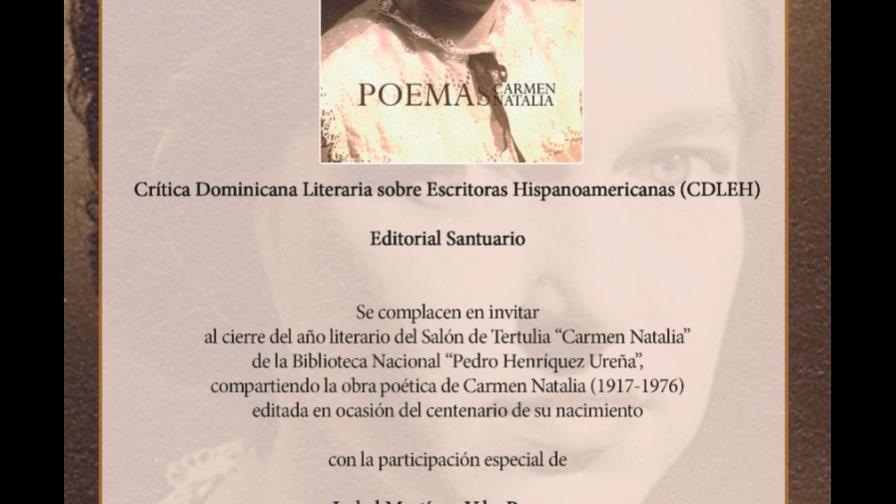 Poemas de Carmen Natalia cerrarán año del Salón de Tertulia de la Biblioteca Nacional Poemas de Carmen Natalia cerrarán año del Salón de Tertulia de la Biblioteca Nacional