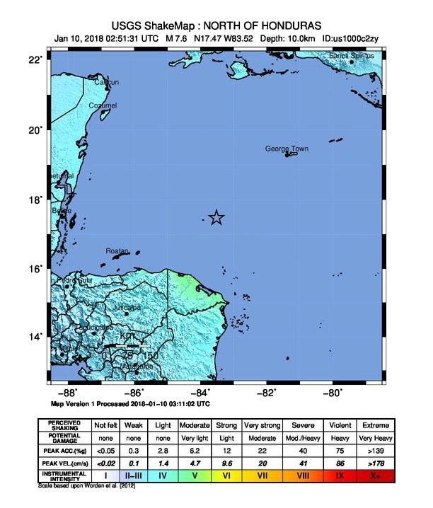 Cancelan alertas de tsunami emitidas tras terremoto de 7.6 grados en el Caribe