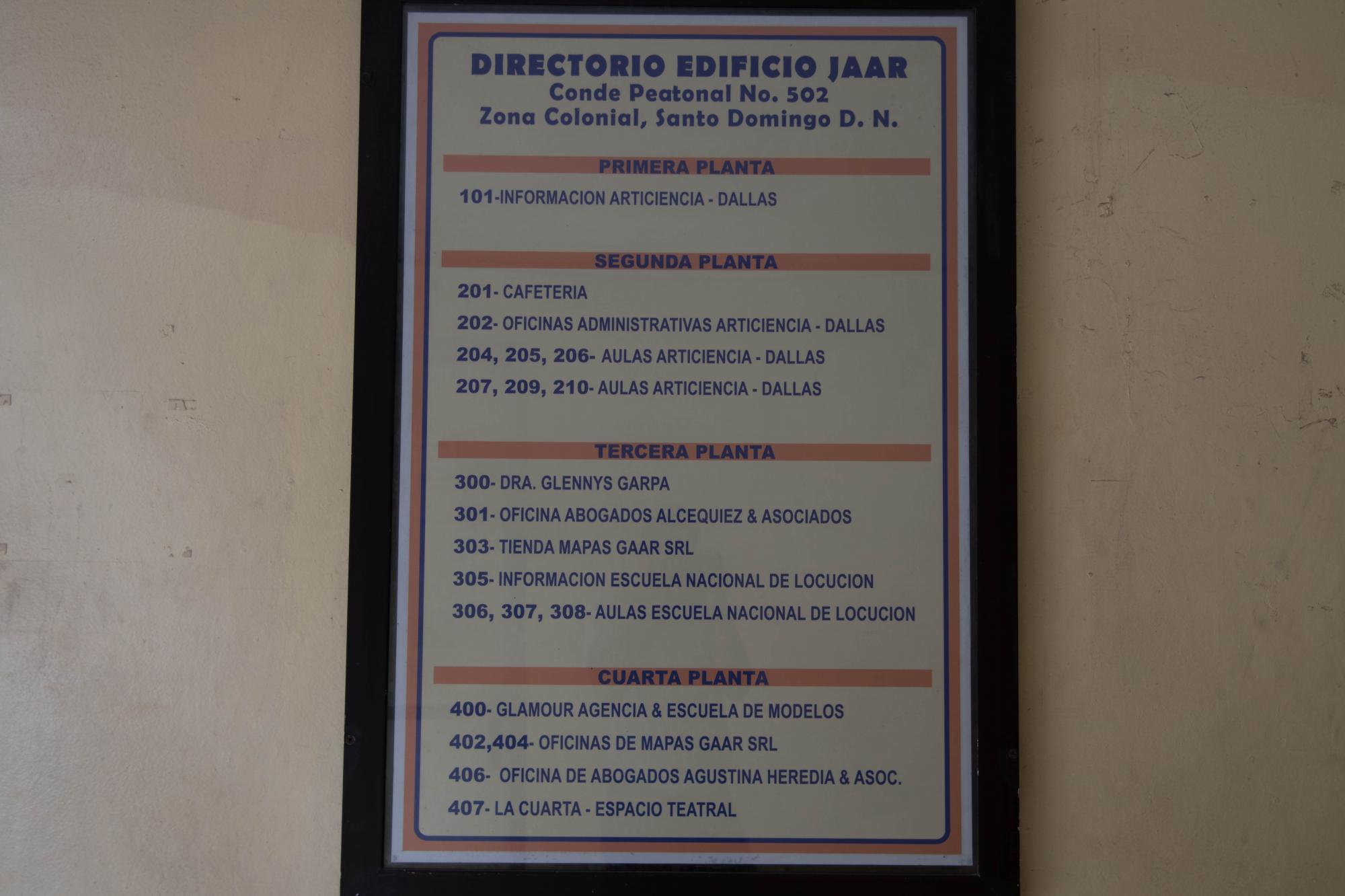 Directorio del edificio.
