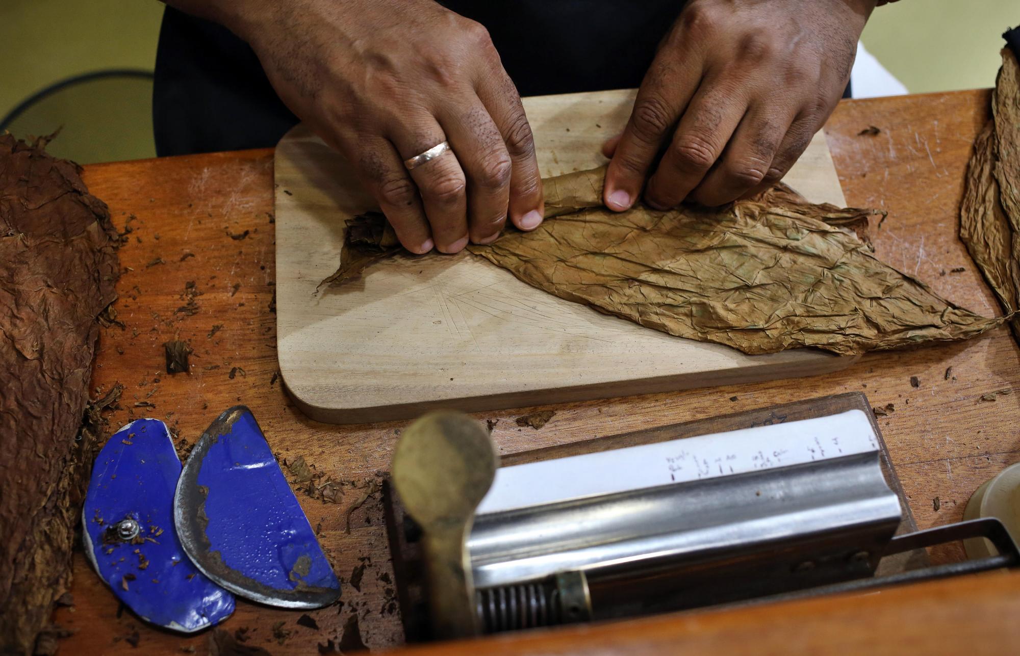 Un torcedor elabora un puro durante la inauguración de la feria comercial del XX Festival del Habano.