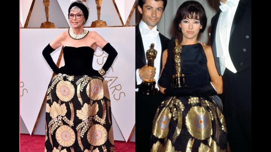 Rita Moreno desfila en la alfombra roja de los Óscar con el mismo traje que lo hizo en 1962