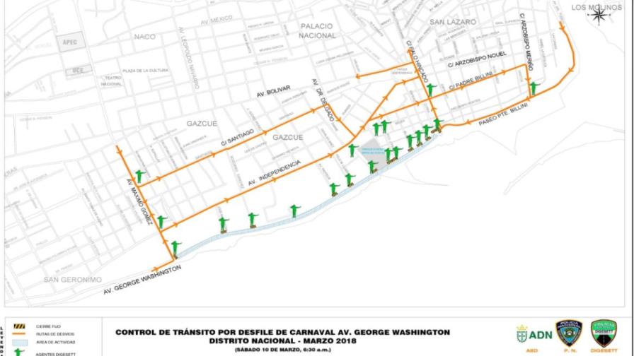 DIGESETTT informa desvío en la avenida George Washington por desfile del carnaval del Distrito
