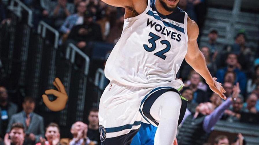 VIDEO: Karl-Anthony Towns se recupera de un golpe en el mentón y brilla con otro doble-doble