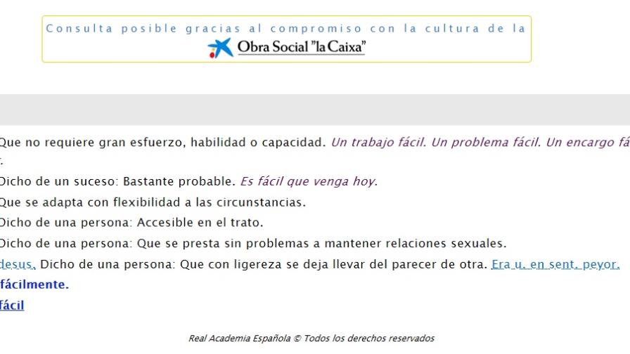 La Real Academia Española elimina la acepción fácil referida a la mujer 