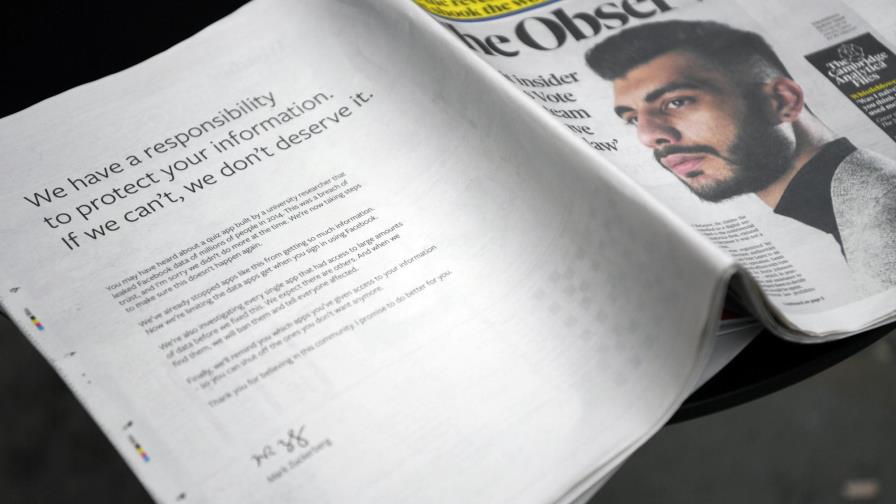 Facebook se disculpa por escándalo de datos con anuncio en prensa británica