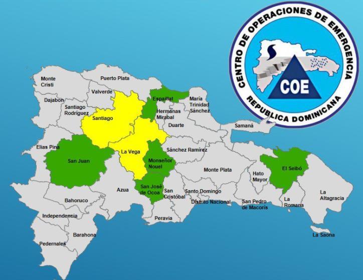 COE mantiene siete provincias en alerta por lluvias 
