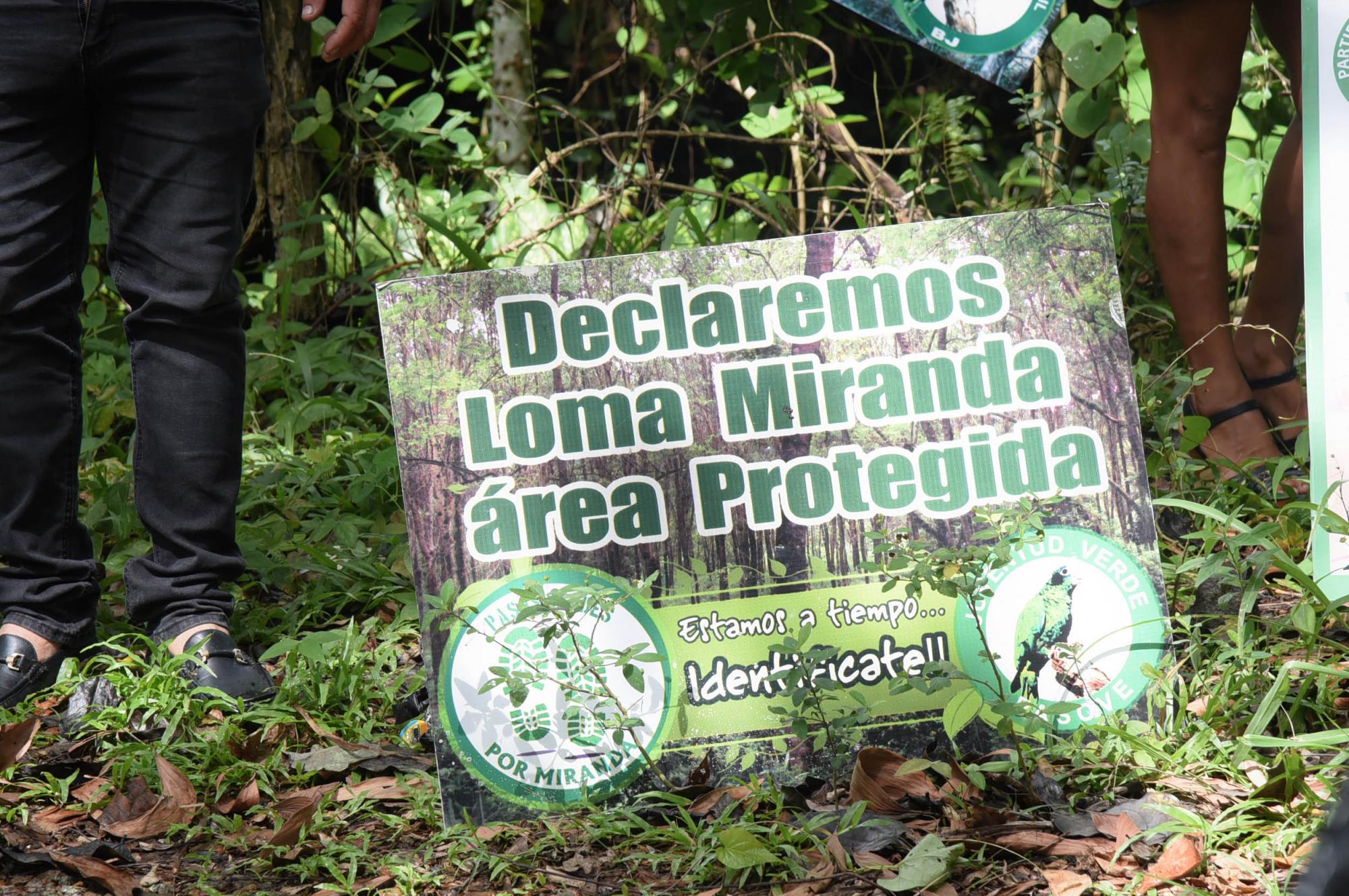 Cartel en defensa de Loma Miranda.