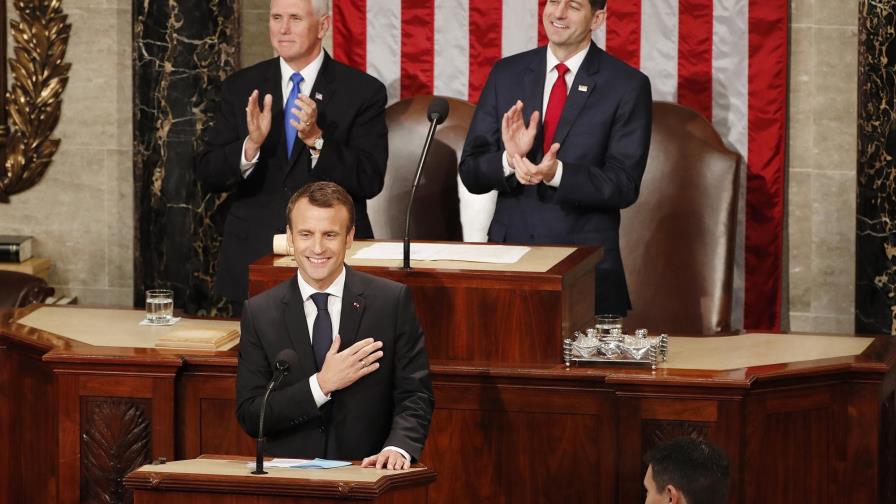  Macron alerta contra aislacionismo y guerra comercial ante Congreso de EE.UU.