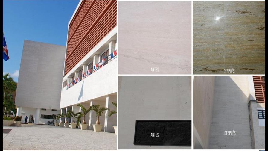 Congreso Nacional explica da mantenimiento al mármol que cubre su sede