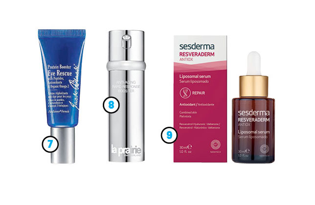 1. Protein Booster Eye Rescue.@barbazulshop. 2. Anti Aging Rapid @laprairie. 3. Resveraderm Antiox Booster.@sesdermadominicana.
