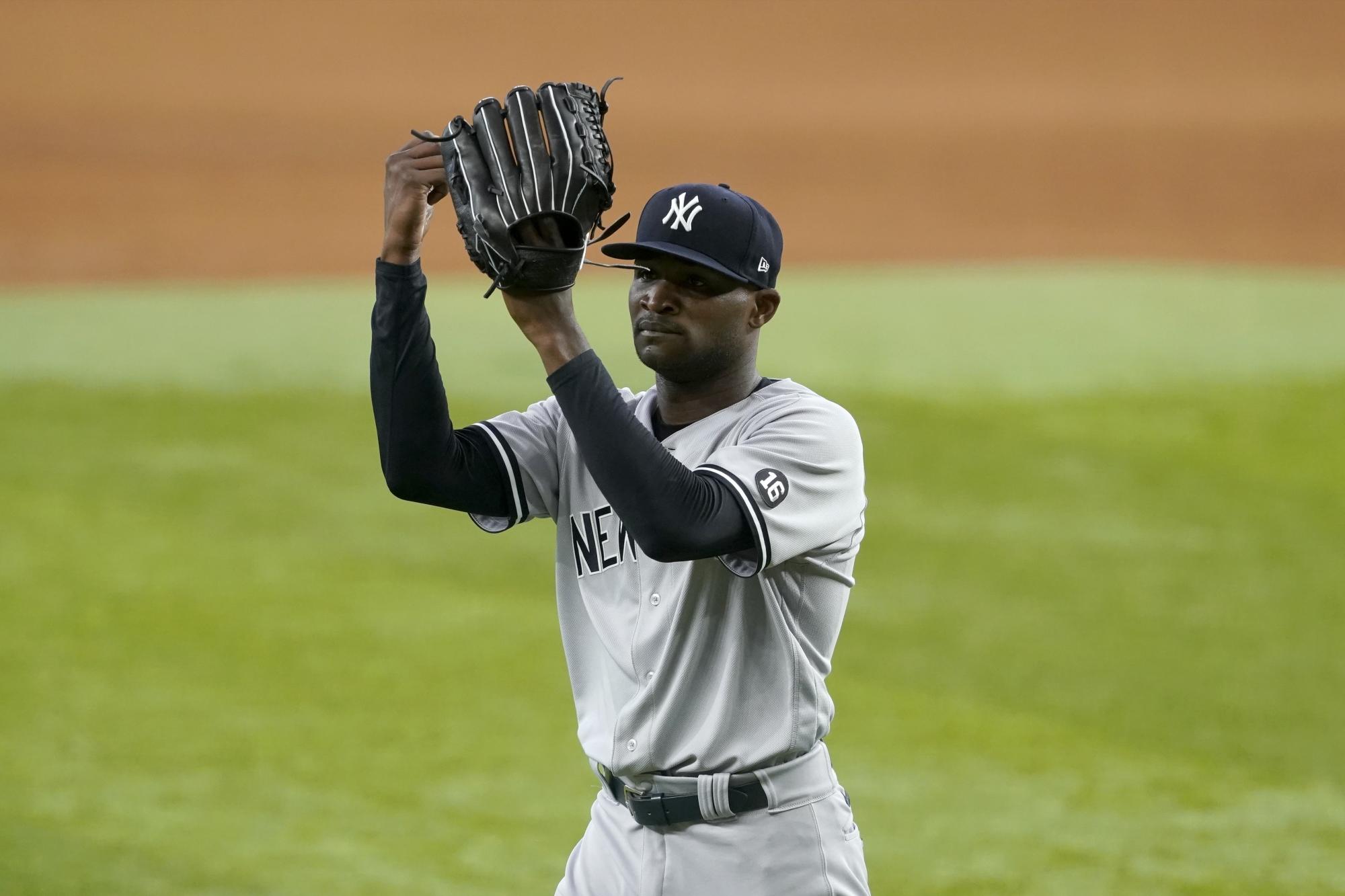 Domingo Germán, que viene de una brillante actuación frente a los Vigilantes de Texas, sube al montículo por los Yankees para enfrentar a los Azulejos de Toronto.(AP/Tony Gutiérrez)