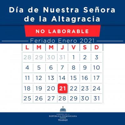 Ministerio de Trabajo reitera feriado Día de la Altagracia no se cambia