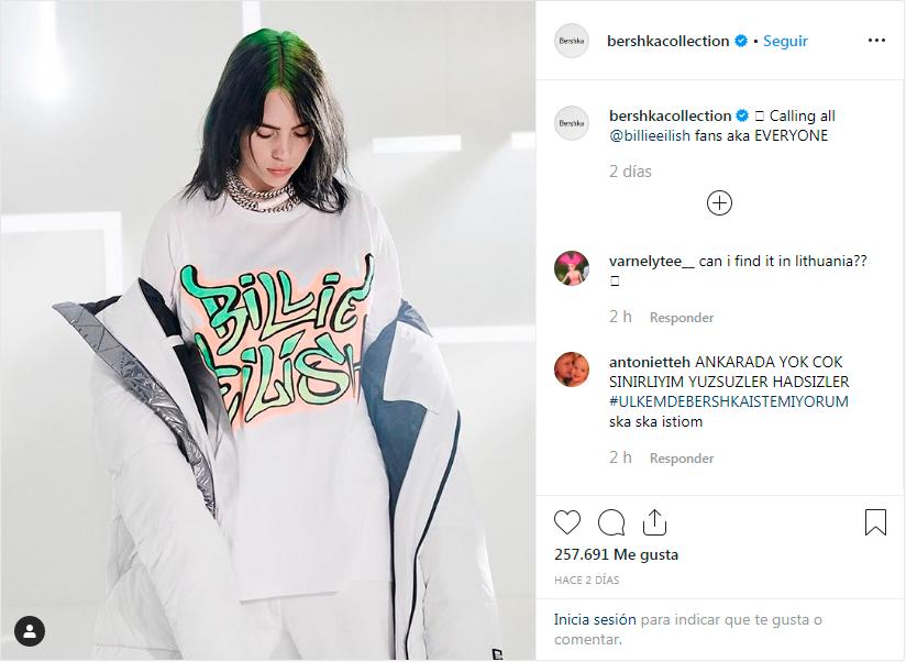 Billie eilish linea discount de ropa bershka