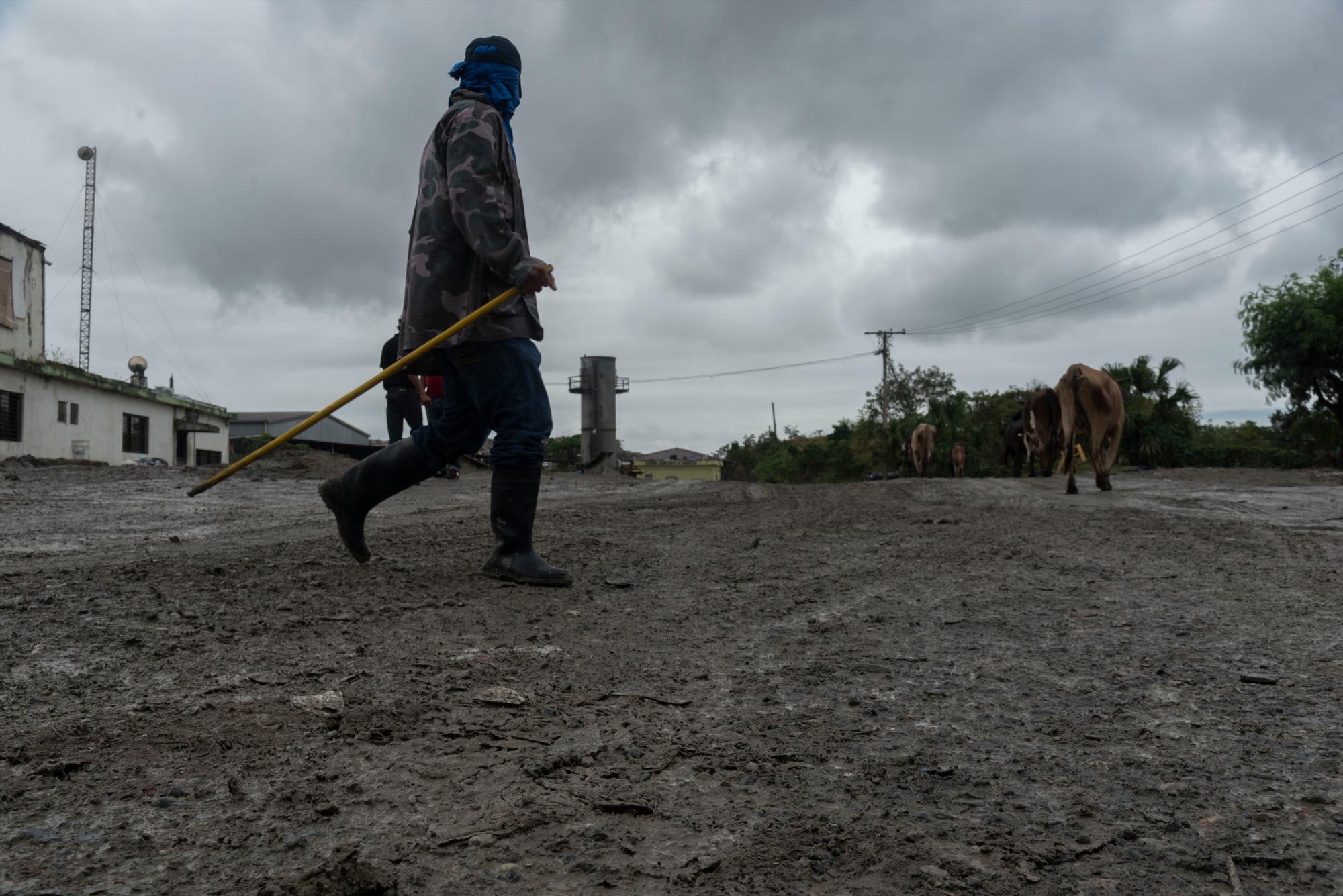 La gente caminaba con dificultades por el lugar.