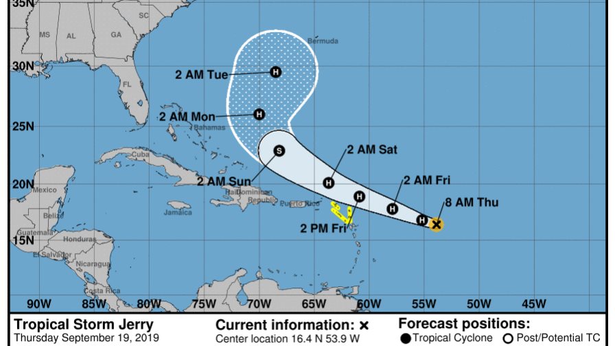 Jerry, cerca de convertirse en huracán mientras Humberto se dirige al noreste