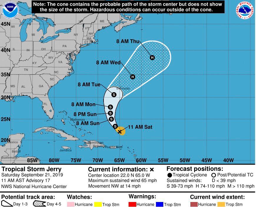 Jerry se degrada a tormenta tropical al noreste de Puerto Rico