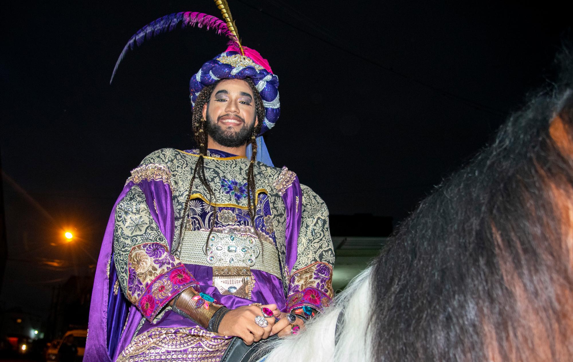 El rey Melchor, durante el desfile.