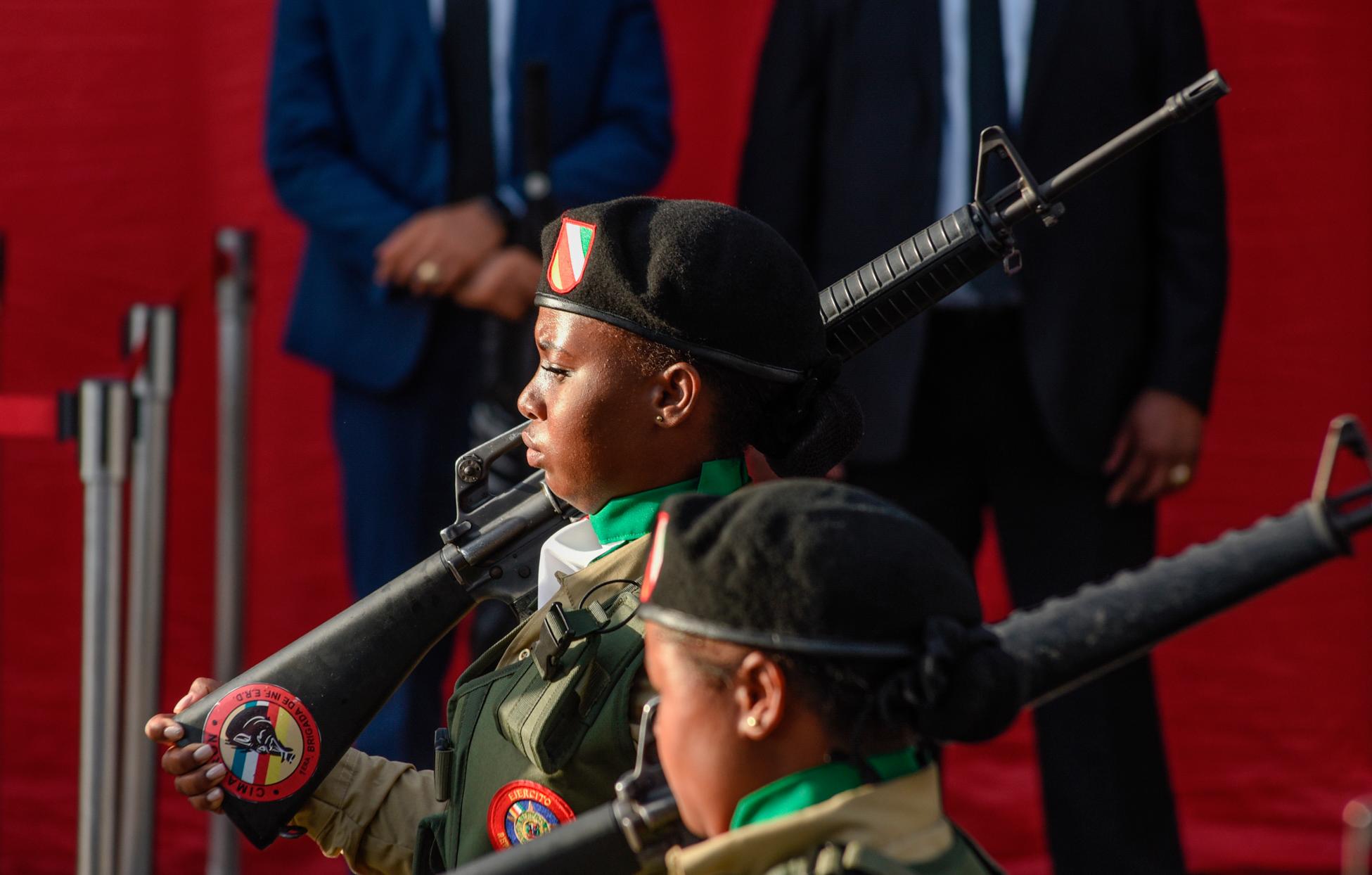 Cadetes del Ejército de la República Dominicana durante el desfile militar del 27 de febrero de 2019 en conmemoración del 175 aniversario de la Independencia Nacional.