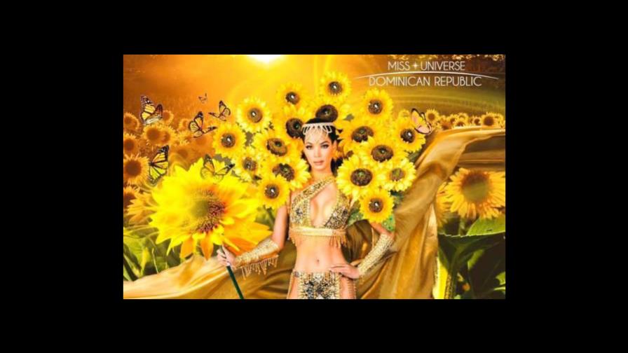 Kimberly Jiménez desfila con el traje típico del girasol en la gala previa al Miss Universo