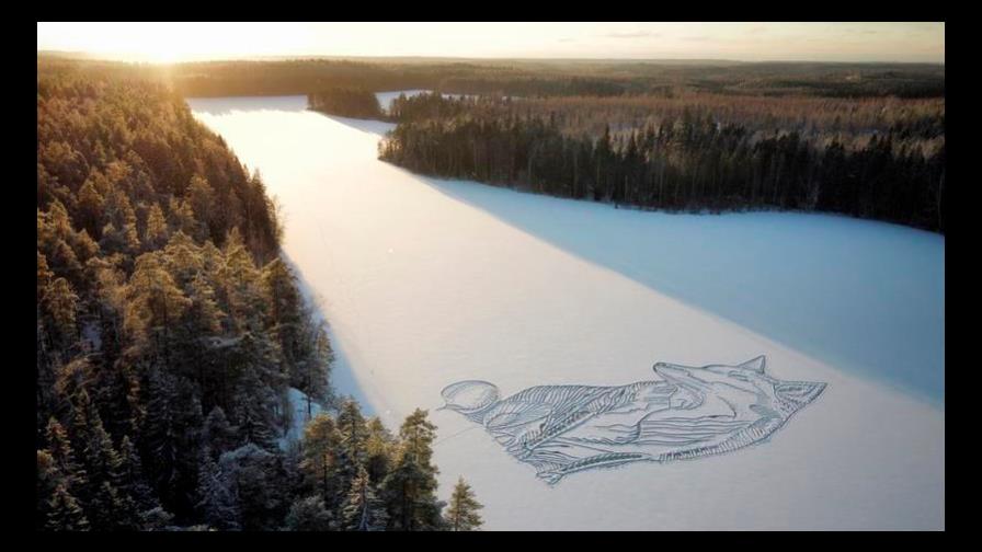 Arquitecto en Finlandia crea arte efímero en lago congelado