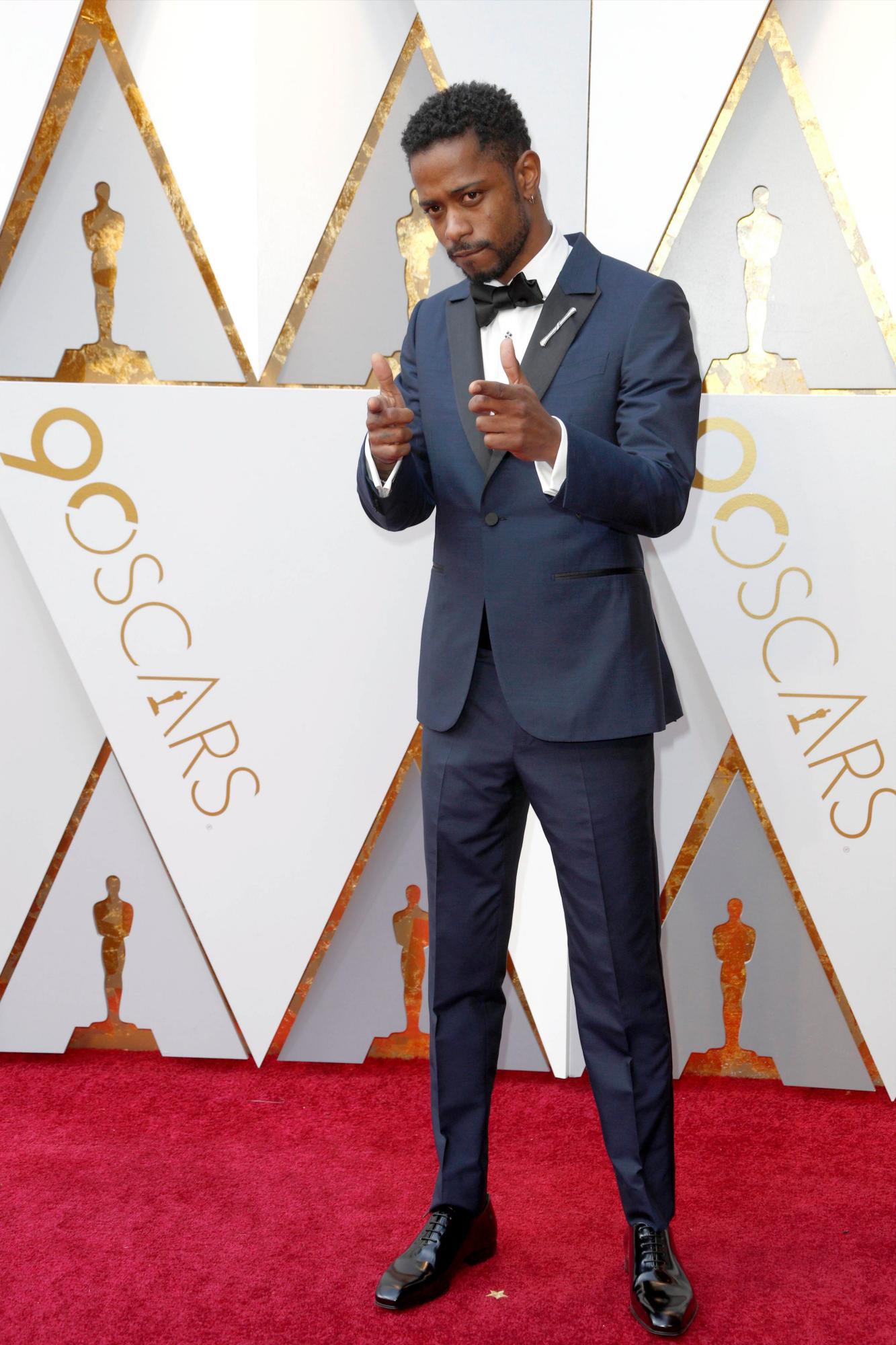 Lakeith Stanfield, en la alfombra roja de los Oscar, 2018.