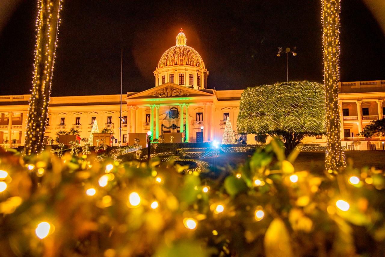 Miles de luces resaltan la estructura del Palacio.