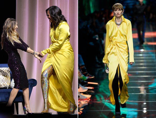 Michelle Obama sorprende con brillantes botas altas de Balenciaga
