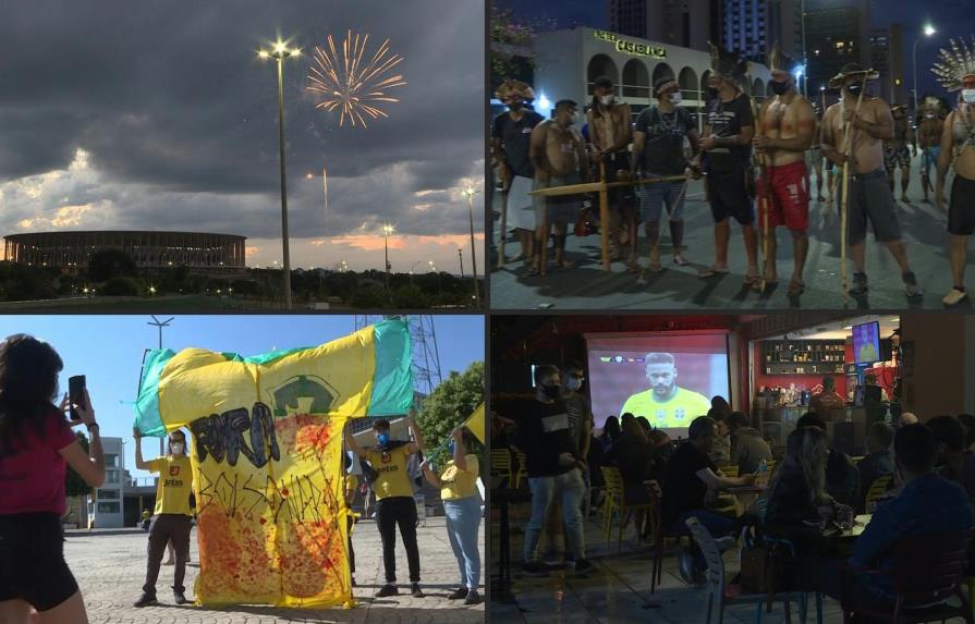 Protesta en Brasilia durante el día inaugural de la Copa América