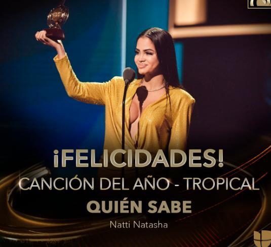 Natti Natasha gana cuatro Premios Lo Nuestro 
