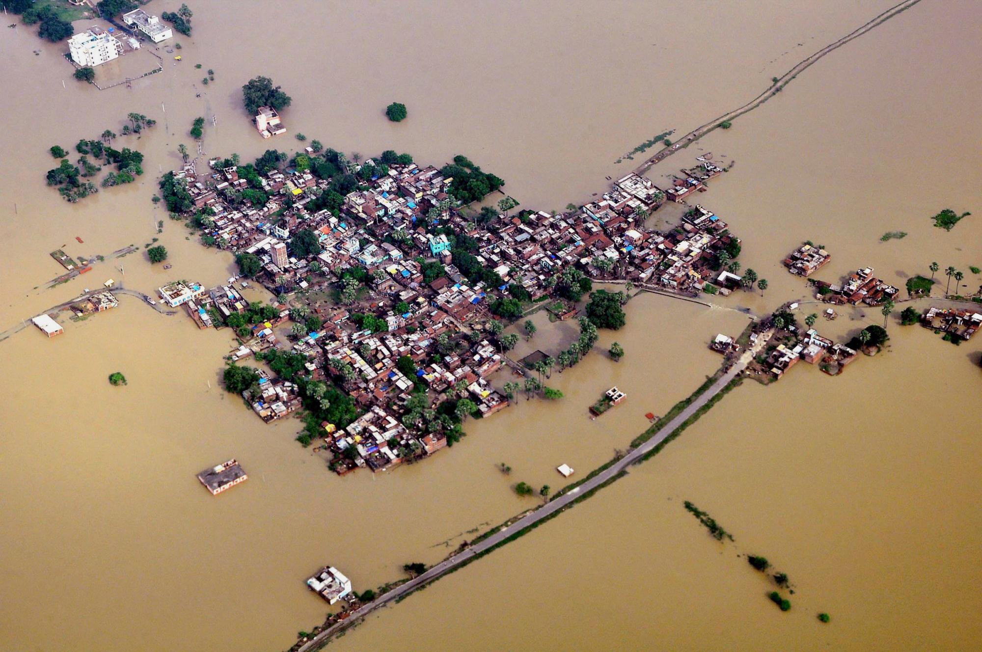 Foto aérea de la inundación en Nepal en el 2014.
