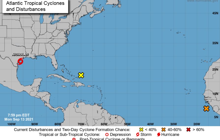 La tormenta tropical Nicholas amenaza la costa de Texas 