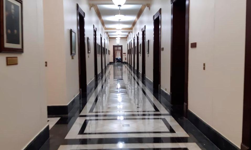 Nuevo color con el que fue pintado el interior de la casa de Gobierno. 