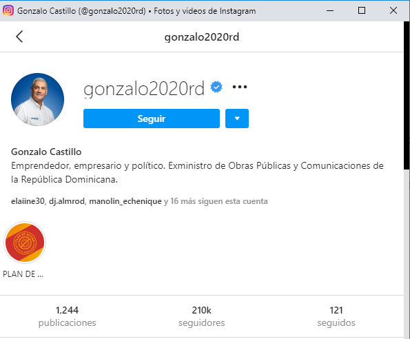 Nuevo perfil de Gonzalo Castillo en Instagram.