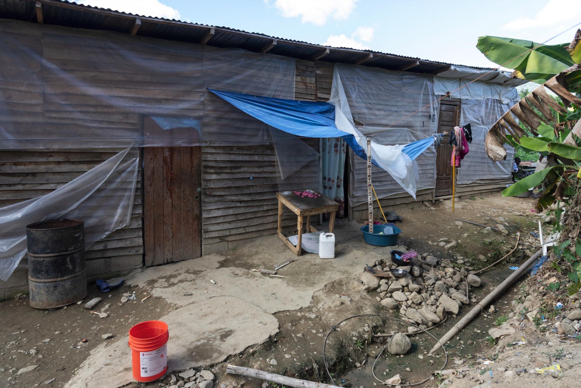 Algunas de las viviendas, tipo barracón, que se alquilan a haitianos.