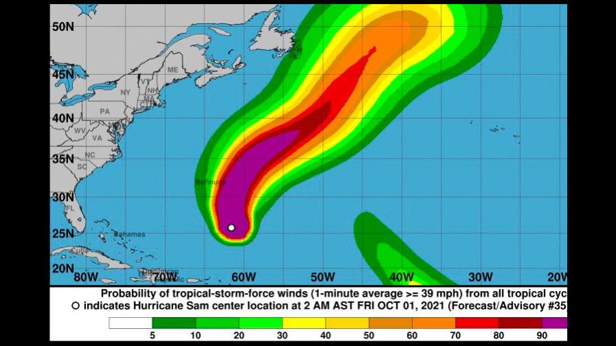 Sam producirá condiciones de tormenta tropical en las Bermudas