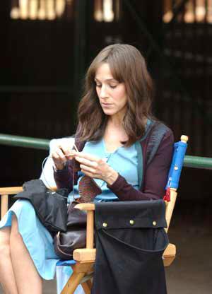 Sarah Jessica Parker teje en los rodajes.