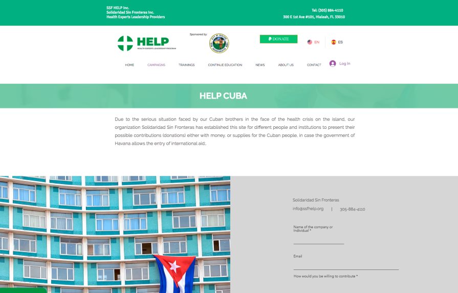 Presentan web en EEUU para enviar medicinas a sanitarios en Cuba por covid-19