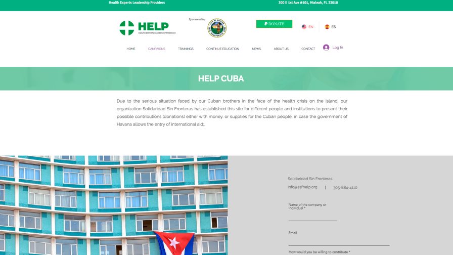 Presentan web en EEUU para enviar medicinas a sanitarios en Cuba por covid-19 Presentan web en EEUU para enviar medicinas a sanitarios en Cuba por covid-19