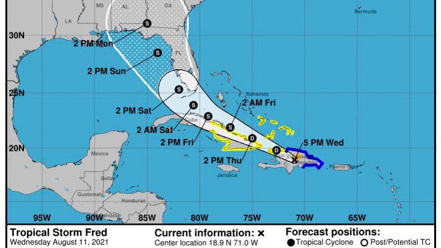 La tormenta tropical Fred se debilita a su paso por República Dominicana La tormenta tropical Fred se debilita a su paso por República Dominicana
