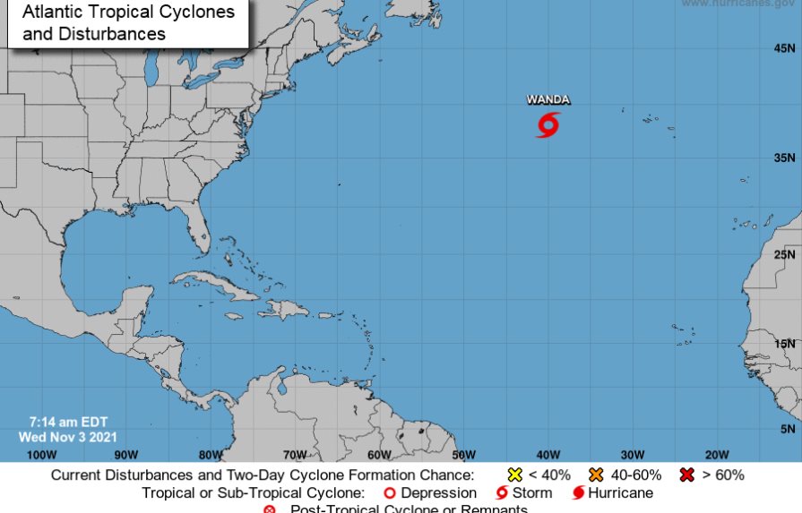 La tormenta tropical Wanda se mantiene en medio del Atlántico
