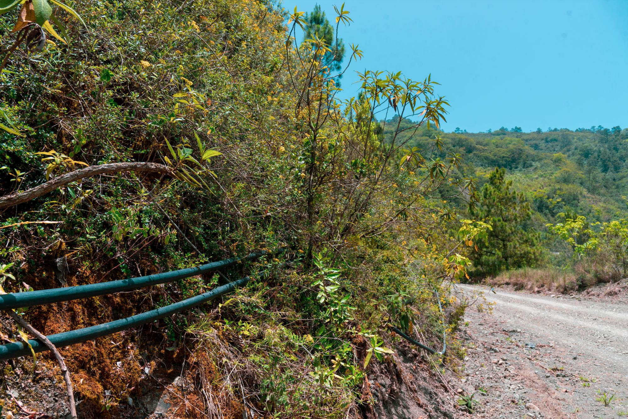 Tuberías para regar cultivos a un costado de la carretera Ocoa-Constanza.