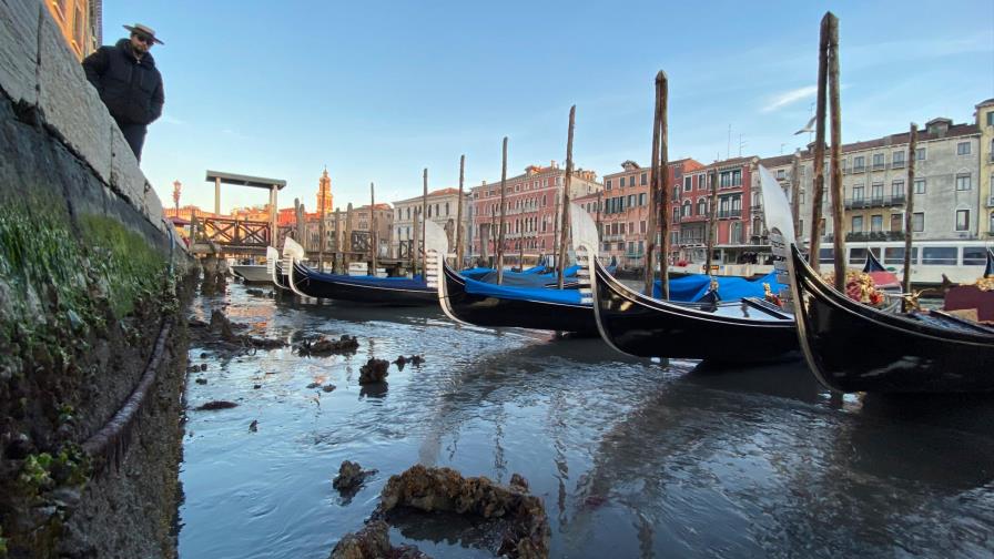 Venecia sin agua en la excepcional marea baja de principio de enero