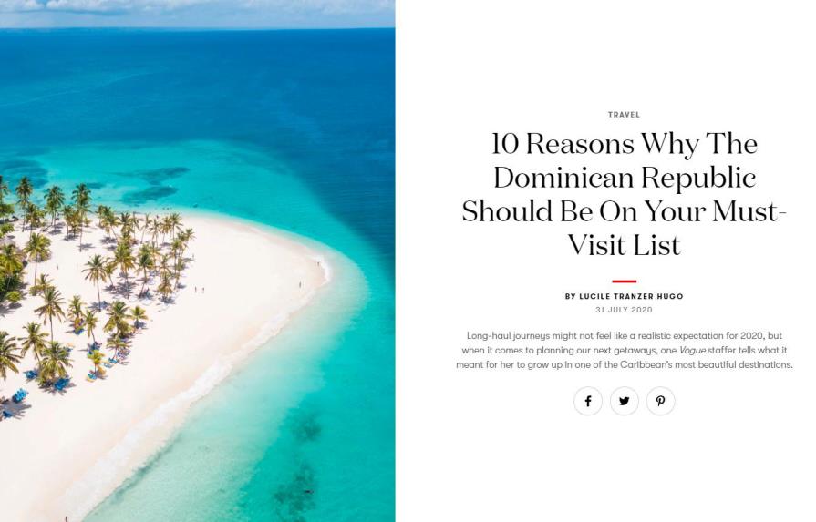 Vogue británica publica artículo que invita a visitar República Dominicana